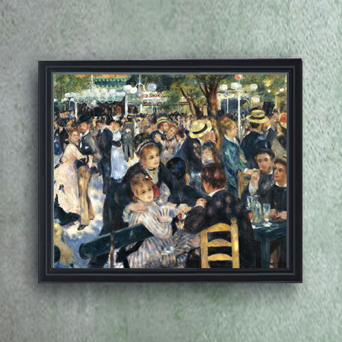 Rakuten - 【油絵 直筆仕上げ】ルノワール ムーラン・ド・ラ・ギャレット F20 【油彩 キャンバス シンプルフレーム】絵画 販売 20号 人物画 795×673mm 複製画 送料無料 プレゼント ギフト 開店祝い 開業祝い 退職祝い 新築祝い リビング 玄関 モダン 壁掛け