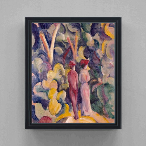 【油絵 直筆仕上げ】 アウグスト・マッケ Couple on the Forest Track F20 【油彩 キャンバス シンプルフレーム】絵画 販売 20号 抽象画 795×673mm 複製画 送料無料 プレゼント ギフト 開店祝い 開業祝い 退職祝い 新築祝い リビング 玄関 モダン 壁掛け