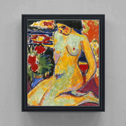 【油絵 直筆仕上げ】キルヒナー Nude (Portrait of Dodo) F20 【油彩 キャンバス シンプルフレーム】絵画 販売 20号 抽象画 795×673mm 複製画 送料無料 プレゼント ギフト 開店祝い 開業祝い 退職祝い 新築祝い リビング 玄関 モダン 壁掛け