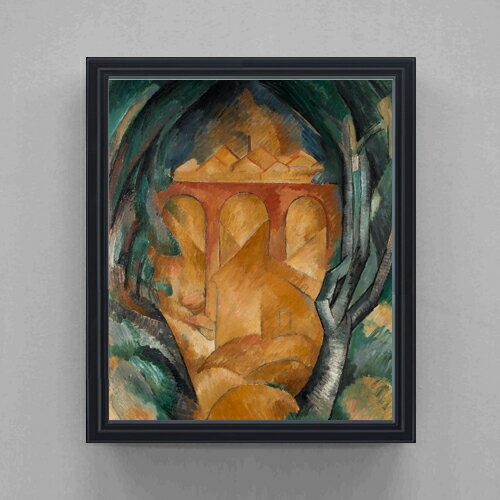 【油絵 直筆仕上げ】 ジョルジュ・ブラック The Viaduct at L'Estaque F20 【油彩 キャンバス シンプルフレーム】絵画 販売 20号 抽象画 795×673mm 複製画 送料無料 プレゼント ギフト 開店祝い 開業祝い 退職祝い 新築祝い リビング 玄関 モダン 壁掛け