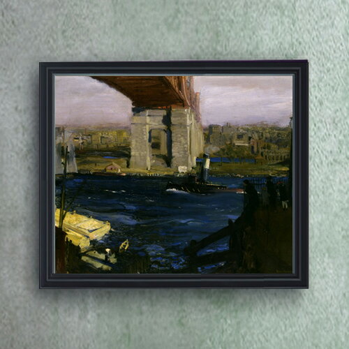【油絵 直筆仕上げ】ジョージ・ベローズ Bridge, Blackwell’s Island F20 【油彩 キャンバス シンプルフレーム】絵画 販売 20号 風景画 795×673mm 複製画 送料無料