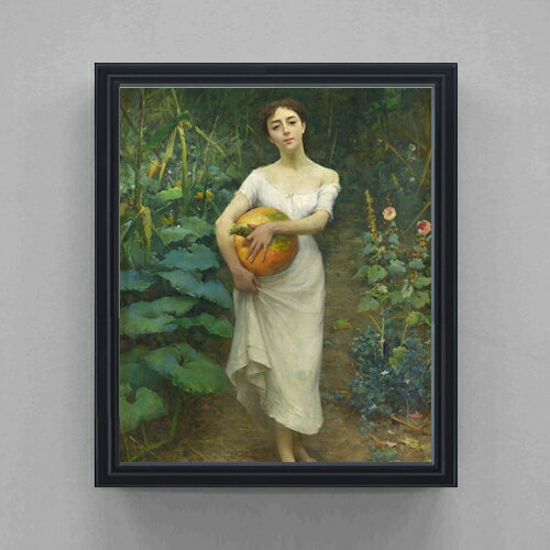【油絵 直筆仕上げ】ファウストゾナロ Young Girl Carrying a Pumpkin F20 【油彩 キャンバス シンプルフレーム】絵画 販売 20号 人物画 795×673mm 複製画 送料無料