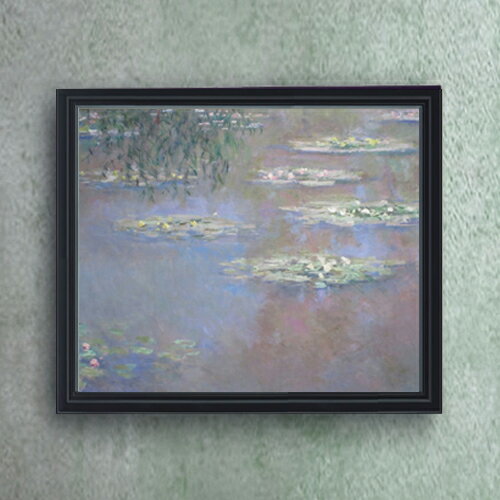 Rakuten - 【油絵 直筆仕上げ】モネ 睡蓮 (デイトン美術館所蔵) F20 【額入り シンプルフレーム】 絵画 販売 20号 油彩 風景画 795×673mm 複製画 送料無料 ギフト 開店祝い 開業祝い 退職祝い 新築祝い リビング 玄関 モダン アートフレーム 壁掛け
