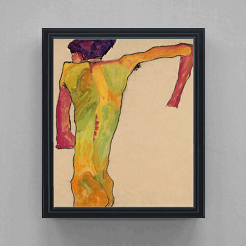 Rakuten - 【油絵 直筆仕上げ】エゴン・シーレ 立ち上がる男性 F20 【額入り シンプルフレーム】 絵画 販売 20号 油彩 抽象画 795×673mm 複製画 送料無料 ギフト 開店祝い 開業祝い 退職祝い 新築祝い リビング 玄関 モダン アートフレーム 壁掛け