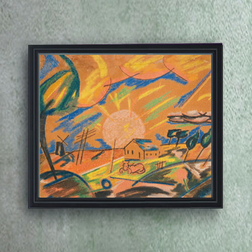 樂天商城 - 【油絵 直筆仕上げ】ザイヴェルト モーゲンアウフデムランド F20 【額入り シンプルフレーム】 絵画 販売 20号 油彩 抽象画 795×673mm 複製画 送料無料 ギフト 開店祝い 開業祝い 退職祝い 新築祝い リビング 玄関 モダン アートフレーム 壁掛け