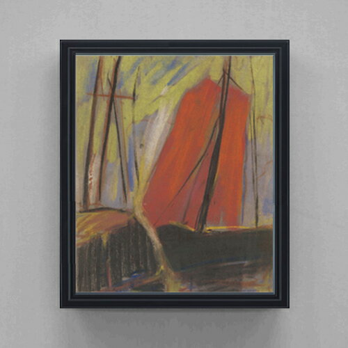 Rakuten - 【油絵 直筆仕上げ】パルジャイ 赤いヨット F20 【額入り シンプルフレーム】 絵画 販売 20号 油彩 抽象画 795×673mm 複製画 送料無料 ギフト 開店祝い 開業祝い 退職祝い 新築祝い リビング 玄関 モダン アートフレーム 壁掛け