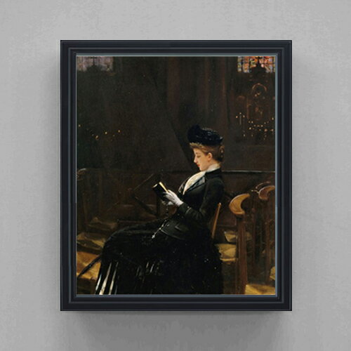 Rakuten - 【油絵 直筆仕上げ】ジャン・ベロー 祈る女 F20 【額入り シンプルフレーム】 絵画 販売 20号 油彩 人物画 795×673mm 複製画 送料無料 ギフト 開店祝い 開業祝い 退職祝い 新築祝い リビング 玄関 モダン アートフレーム 壁掛け