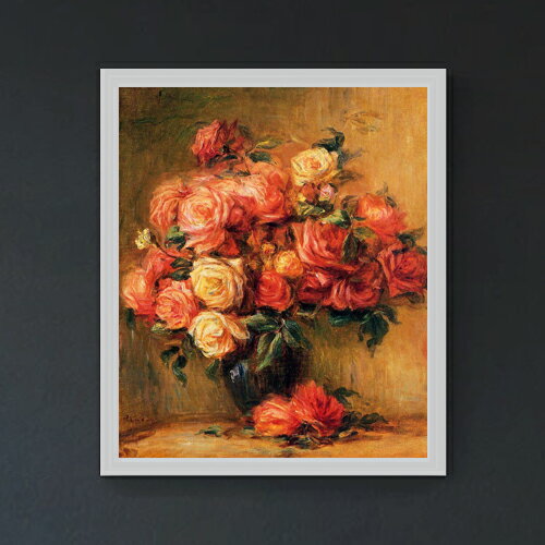 Rakuten - 【油絵 直筆仕上げ】ルノワール Bouquet of Roses ばら F20 【油彩 キャンバス シンプルフレーム】絵画 販売 20号 静物画 795×673mm 複製画 送料無料 プレゼント ギフト 開店祝い 開業祝い 退職祝い 新築祝い リビング 玄関 モダン 壁掛け