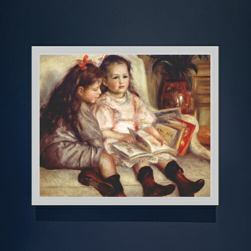 【油絵 直筆仕上げ】ルノワール ふたりの子供の肖像 F20 【油彩 キャンバス シンプルフレーム】絵画 販売 20号 人物画 795×673mm 複製画 送料無料 プレゼント ギフト 開店祝い 開業祝い 退職祝い 新築祝い リビング 玄関 モダン 壁掛け