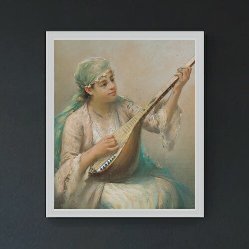 Rakuten - 【油絵 直筆仕上げ】ファウストゾナロ Woman Playing a String Instrument F20 【油彩 キャンバス シンプルフレーム】絵画 販売 20号 人物画 795×673mm 複製画 送料無料