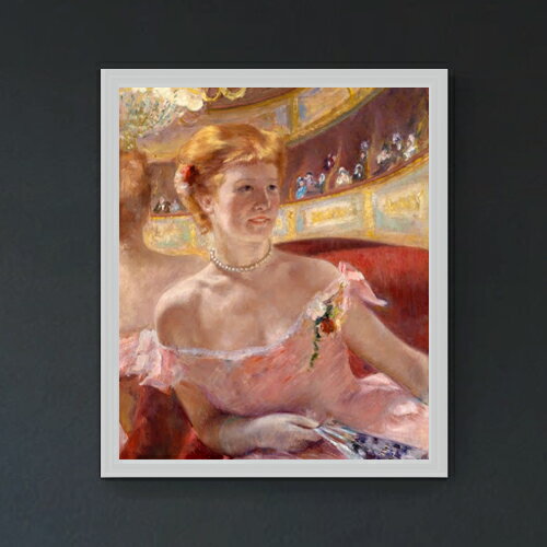 Rakuten - 【油絵 直筆仕上げ】メアリー・カサット Woman with a Pearl Necklace in a Loge F20 【油彩 キャンバス シンプルフレーム】絵画 販売 20号 人物画 795×673mm 複製画 送料無料