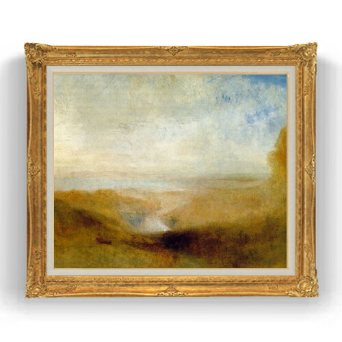 Rakuten - 【油絵 直筆仕上げ】ターナー 遠くの川と入り江の風景 F20 【アップグレード額縁】絵画 販売 20号 風景画 865×736mm 複製画 送料無料 プレゼント ギフト 開店祝い 開業祝い 退職祝い 新築祝い リビング 壁掛け