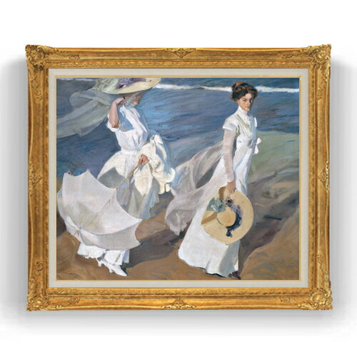 ソローリャ Strolling along the Seashore F20 絵画 販売 20号 風景画 865×736mm 複製画 送料無料 プレゼント ギフト 開店祝い 開業祝い 退職祝い 新築祝い リビング 壁掛け