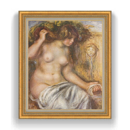 額縁外寸サイズ ---------------------------------------------- ゴールドC/シルバーC 883×754mm ブラウン 863×734mm ベーシックB 875×746mm クラシックゴールド/クラシックシルバー 865×736mm ---------------------------------------------- 絵自体（キャンバス）の大きさ　727×606mm 付属品：吊り紐、吊り金具（額側）、表面透明アクリル板 ※一部在庫商品は早期出荷可能の場合がございます。 お急ぎに際は別途Eメールにてお問い合わせください。 お問い合わせメールアドレス 　shopmaster@artrest.jp 留意事項 ・ラッピング包装希望の場合は次々画面注文備考欄に記載ください。 ・直筆仕上げ商品のため色彩が若干異なる場合がございますので 予めご了承くださいませ。 絵画 販売 インテリア 油絵 油彩 壁掛け 複製画 風景画 ゴッホ モネ ルノワール その他 静物画 肖像画 アート プレゼント 開業祝い 退職祝い 新築祝い 玄関 リビングアート 風水 縁起 フレーム 贈り物ルノワール 泉に寄る女