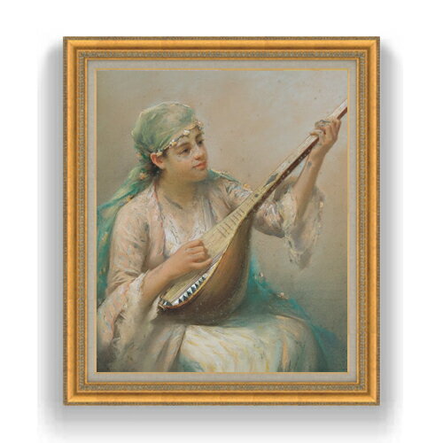 【油絵 直筆仕上げ】ファウストゾナロ Woman Playing a String Instrument F20 【油彩 キャンバス 国内生産 インテリア】絵画 販売 20号 人物画 883×754mm 複製画 送料無料