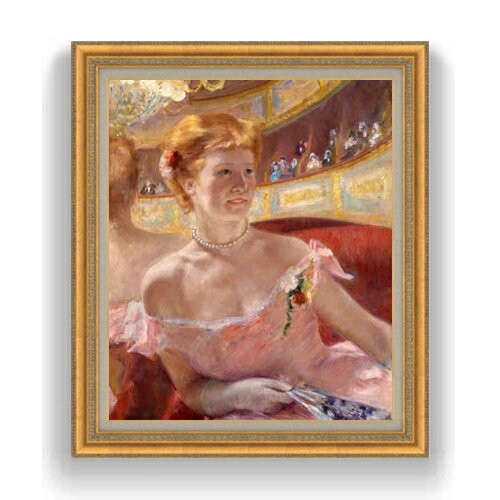 Rakuten - 【油絵 直筆仕上げ】メアリー・カサット Woman with a Pearl Necklace in a Loge F20 【油彩 キャンバス 国内生産 インテリア】絵画 販売 20号 人物画 883×754mm 複製画 送料無料