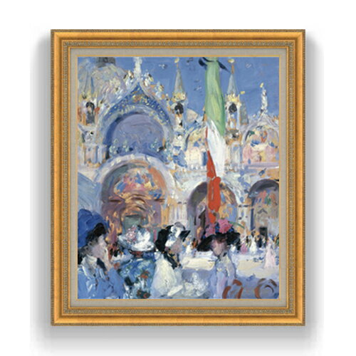 Rakuten - 【油絵 直筆仕上げ】カデル フロリアンのカフェ、ヴェネツィア F20 【額入り】 絵画 販売 20号 油彩 抽象画 883×754mm 複製画 送料無料 プレゼント ギフト 開店祝い 開業祝い 退職祝い 新築祝い リビング 玄関 モダン アートフレーム 壁掛け