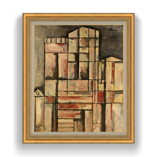 Rakuten - 【油絵 直筆仕上げ】ガルシア 大聖堂建設 F20 【額入り】 絵画 販売 20号 油彩 抽象画 883×754mm 複製画 送料無料 プレゼント ギフト 開店祝い 開業祝い 退職祝い 新築祝い リビング 玄関 モダン アートフレーム 壁掛け