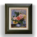 【油絵 直筆仕上げ】ルノワール バラの花瓶 F3 【額入り】 絵画 販売3号 油彩 風景画 420×368mm 複製画 送料無料 プレゼント ギフト 開店祝い ...