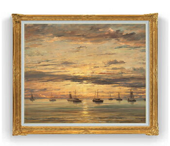 【油絵 直筆仕上げ】ウィレム・メスダグ スヘフェニンゲンの夕日 F30サイズ 【油彩 国内生産 インテリア】絵画 販売 30号 大きな絵画サイズ 額入り 風景画 額縁 1039×857mm 複製画 送料無料