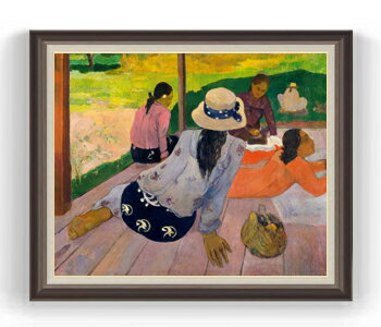 Rakuten - 【油絵 直筆仕上げ】ゴーギャン シエスタ F30サイズ 【油彩 国内生産 インテリア】絵画 販売 30号 大きな絵画サイズ 額入り 風景画 額縁 1070×887mm 複製画 送料無料