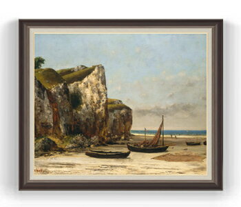 【油絵 直筆仕上げ】クールベ ノルマンディーのビーチ F30サイズ 【油彩 国内生産 インテリア】絵画 販..