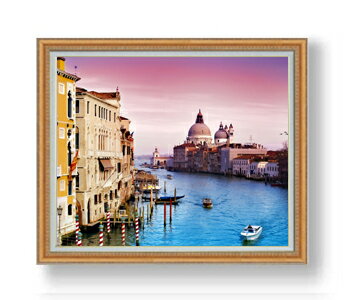 【油絵 直筆仕上げ】彩色の河街 -ヴェネチア- F30サイズ 額入り 【額入り】 油彩 風景画 オリジナルインテリア絵画 風水画 アート絵画 30号 大きな絵画サイズ 額入り 複製画 送料無料 1070×887mm