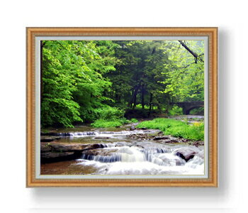 【油絵 直筆仕上げ】清流-夏- F30サイズ 額入り 【額入り】 油彩 風景画 オリジナルインテリア絵画 風..