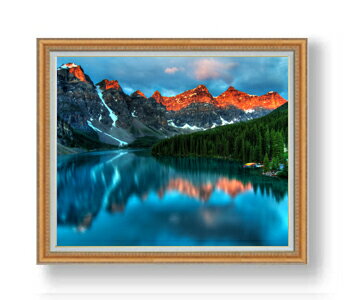 【油絵 直筆仕上げ】アルバータ、美しき湖畔 F30サイズ 額入り 【額入り】 油彩 風景画 オリジナルイン..