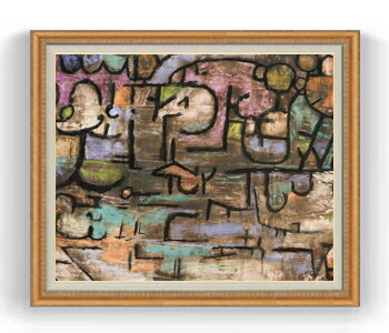 【油絵 直筆仕上げ】パウル・クレー After The Flood F30サイズ 【油彩 国内生産 インテリア】絵画 販売 30号 大きな絵画サイズ 額入り 抽象画 額縁 1070×887mm 複製画 送料無料