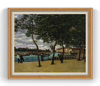 【油絵 直筆仕上げ】ギヨマン View of the Seine, Paris F30サイズ 【油彩 国内生産 インテリア】絵画 販売 30号 大きな絵画サイズ 額入り 風景画 額縁 1070×887mm 複製画 送料無料