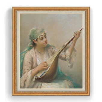 ファウストゾナロ Woman Playing a String Instrument F30サイズ 絵画 販売 30号 大きな絵画サイズ 額入り 人物画 額縁 1070×887mm 複製画 送料無料
