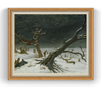 Rakuten - 【油絵 直筆仕上げ】フリードリヒ Winter Landscape F30サイズ 【油彩 国内生産 インテリア】絵画 販売 30号 大きな絵画サイズ 額入り 風景画 額縁 1070×887mm 複製画 送料無料