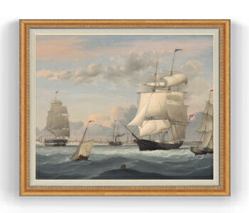 【油絵 直筆仕上げ】レーン ニューヨーク港 F30サイズ 【油彩 国内生産 インテリア】絵画 販売 30号 大きな絵画サイズ 額入り 風景画 額縁 1070×887mm 複製画 送料無料