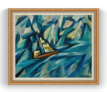 Rakuten - 【油絵 直筆仕上げ】カルドーゾ 帆船 F30サイズ 【油彩 国内生産 インテリア】絵画 販売 30号 大きな絵画サイズ 額入り 抽象画 額縁 1070×887mm 複製画 送料無料