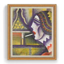 【油絵 直筆仕上げ】シャイバー タバコを持つ女性 F30サイズ 【油彩 国内生産 インテリア】絵画 販売 30号 大きな絵画サイズ 額入り 抽象画 額縁 1070×887mm 複製画 送料無料