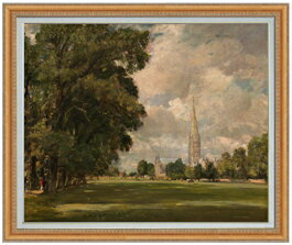 【油絵 直筆仕上げ】コンスタブル ローワーマーシュからソールズベリー大聖堂 F30 【油彩 国内生産 インテリア】絵画 販売 30号 大きな絵画サイズ 額入り 風景画 額縁 1070×887mm 複製画 送料無料