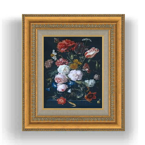 額縁外寸サイズ ---------------------------------------------- ゴールドC/シルバーC 422×370mm ブラウン/ベーシック 420×368mm ---------------------------------------------- 絵自体（キャンバス）の大きさ　273×220mm 付属品：吊り紐、吊り金具（額側）、表面透明板 ※一部在庫商品は早期出荷可能の場合がございます。 お急ぎに際は別途Eメールにてお問い合わせください。 お問い合わせメールアドレス 　shopmaster@artrest.jp 留意事項 ・ラッピング包装希望の場合は次々画面注文備考欄に記載ください。 ・直筆仕上げ商品のため色彩が若干異なる場合がございますので 予めご了承くださいませ。 絵画 販売 インテリア 油絵 油彩 壁掛け 複製画 風景画 ゴッホ モネ ルノワール その他 静物画 肖像画 アート プレゼント 開業祝い 退職祝い 新築祝い 玄関 リビングアート 風水 縁起 フレーム 贈り物デ・ヘーム 花瓶と花