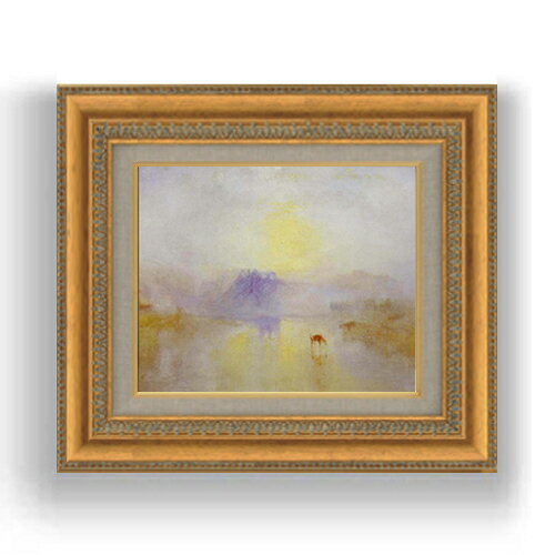 【油絵 直筆仕上げ】ターナー ノラム城、 日の出 F3サイズ 額入り 油絵直筆仕様げ 422×370mm 額縁ガラ..