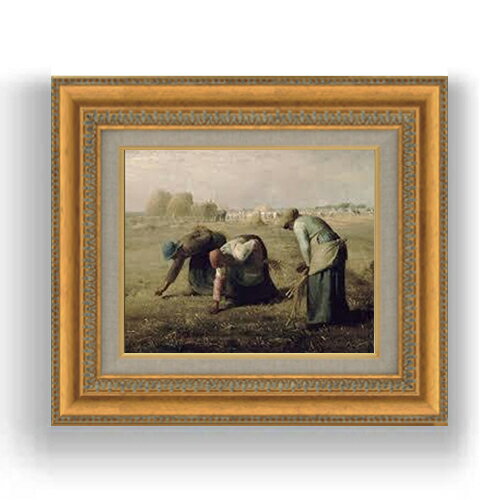 【油絵 直筆仕上げ】ミレー 落穂拾い F3サイズ 額入り 油絵直筆仕様げ 422×370mm 額縁ガラス板 ｜ 絵画 アート インテリア 壁掛け複製画