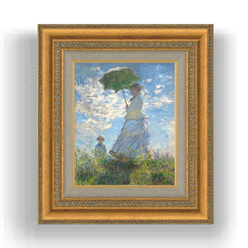【油絵 直筆仕上げ】クロード・モネ 日傘を差す女 （左向き） F3サイズ 額入り 油絵直筆仕様げ 422×370..