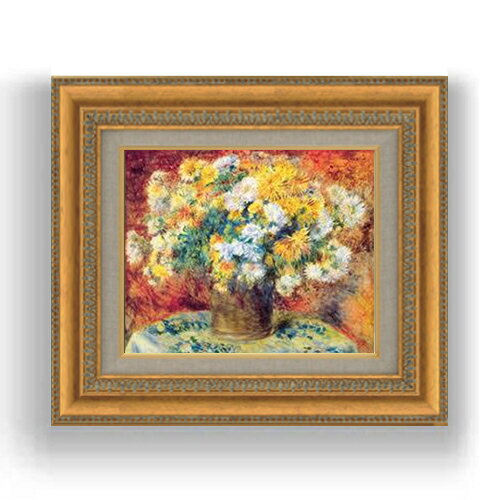 樂天商城 - 【油絵 直筆仕上げ】ルノワール Chrysan the mums F3サイズ 額入り 油絵直筆仕様げ 422×370mm 額縁ガラス板 ｜ 絵画 アート インテリア 壁掛け複製画