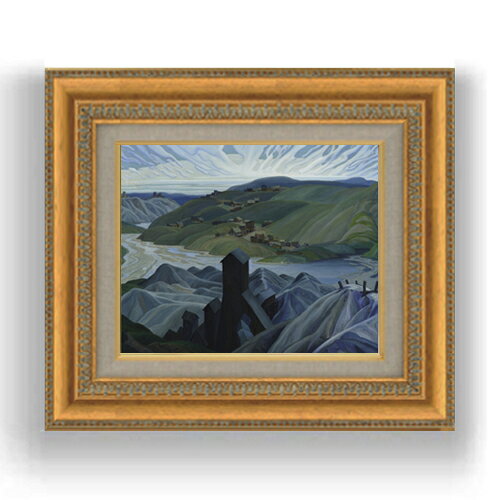 【油絵 直筆仕上げ】カーマイケル A Northern Silver Mine F3サイズ 額入り 油絵直筆仕様げ 422×370mm 額縁ガラス板 ｜ 絵画 アート インテリア 壁掛け複製画