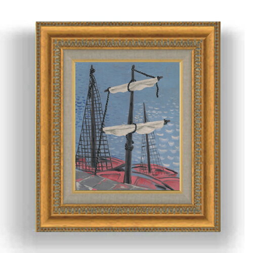 【油絵 直筆仕上げ】ガランダ 漁船 F3サイズ 額入り 油絵直筆仕様げ 422×370mm 額縁ガラス板 ｜ 絵画 ..