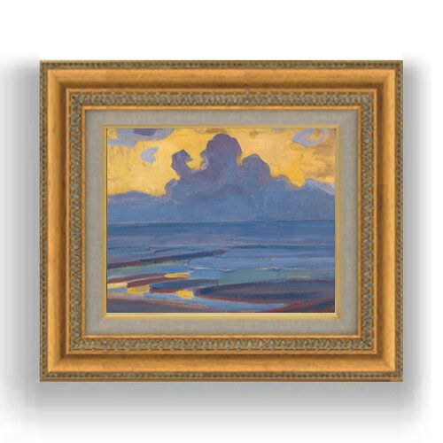 Rakuten - 【油絵 直筆仕上げ】モンドリアン 海辺で F3サイズ 額入り 油絵直筆仕様げ 422×370mm 額縁ガラス板 ｜ 絵画 アート インテリア 壁掛け複製画