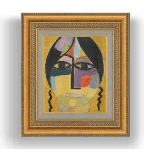 【油絵 直筆仕上げ】ヤウレンスキー コップフ;ラーベンフリューゲル4 F3サイズ 額入り 油絵直筆仕様げ 422×370mm 額縁ガラス板 ｜ 絵画 アート インテリア 壁掛け複製画