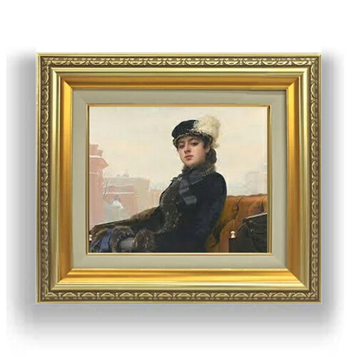 【油絵 直筆仕上げ】クラムスコイ 忘れえぬ人 F3サイズ 額入り 油絵直筆仕様げ 418×366mm 額縁ガラス板 ｜ 絵画 アート インテリア 壁掛け複製画