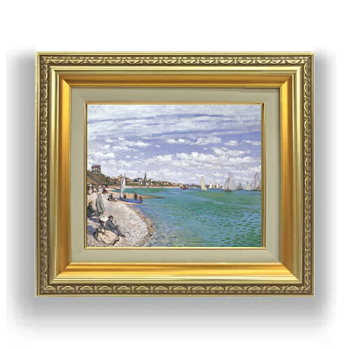 【油絵 直筆仕上げ】クロード・モネ サン＝タドレスのレガッタ F3サイズ 額入り 油絵直筆仕様げ 418×366mm 額縁ガラス板 ｜ 絵画 アート インテリア 壁掛け複製画