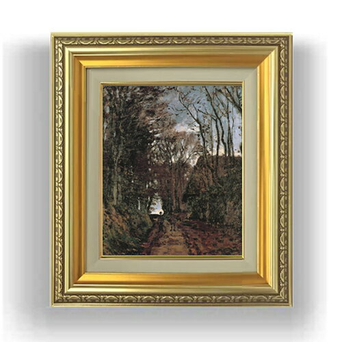 【油絵 直筆仕上げ】クロード・モネ ノルマンディーの田舎道 F3サイズ 額入り 油絵直筆仕様げ 418×366mm 額縁ガラス板 ｜ 絵画 アート インテリア 壁掛け複製画