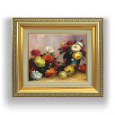 【油絵 直筆仕上げ】ルノワール 花のブーケ F3サイズ 額入り 油絵直筆仕様げ 418×366mm 額縁ガラス板 | 絵画 アート インテリア 壁掛け複製画